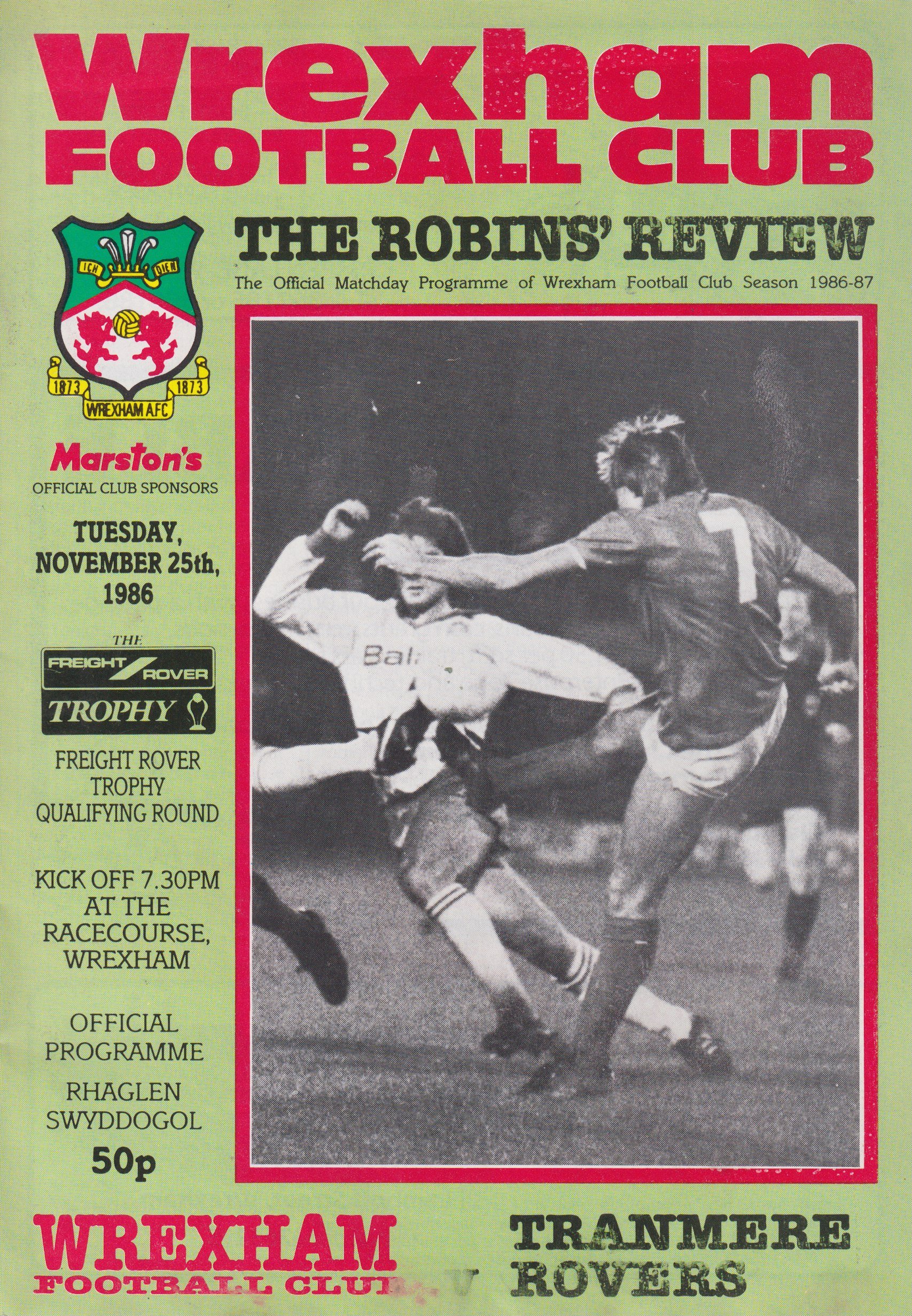 Wrexham v Tranmere Rovers match programme